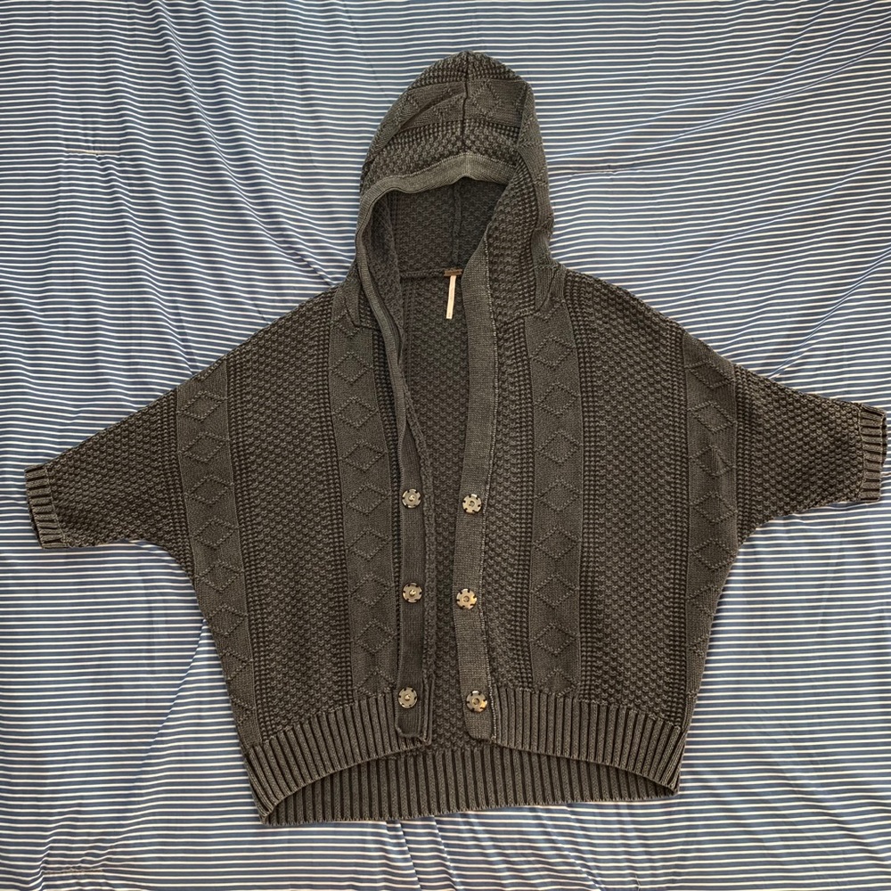 Free People BOHO Grey knit Cardigan